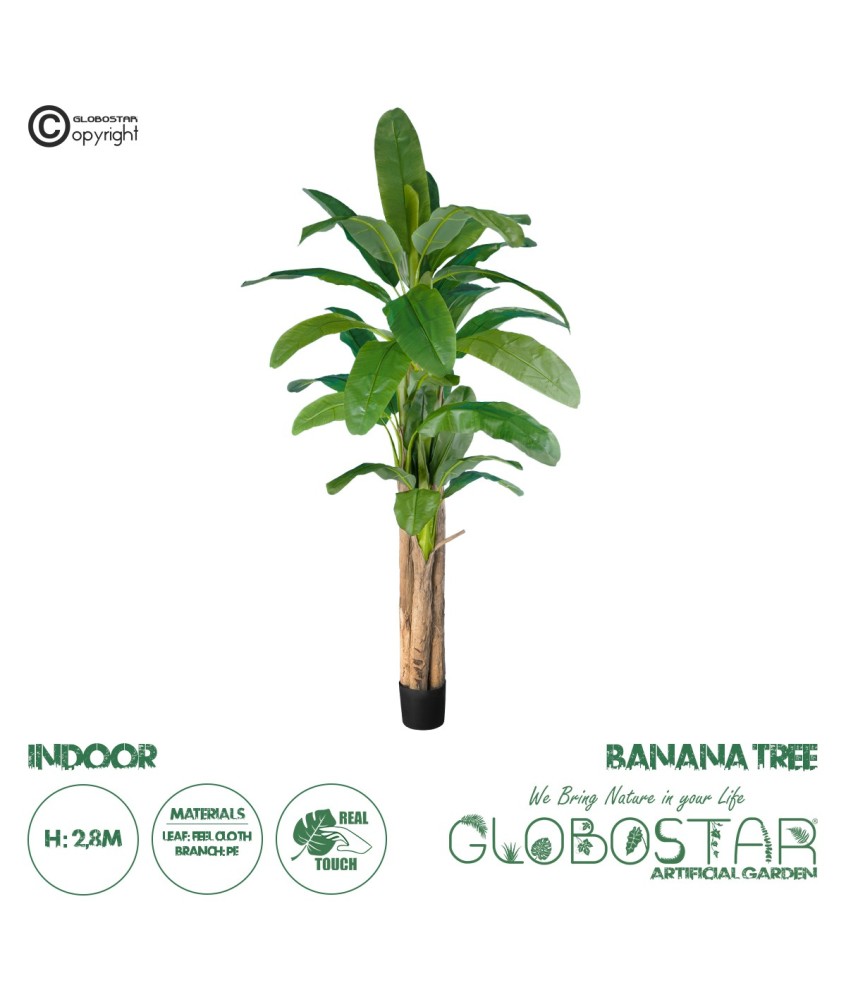 GloboStar® Artificial Garden BANANA TREE 20019 - Τεχνητό Διακοσμητικό Φυτό Μπανανιά - Μπανανόδεντρο Υ280cm